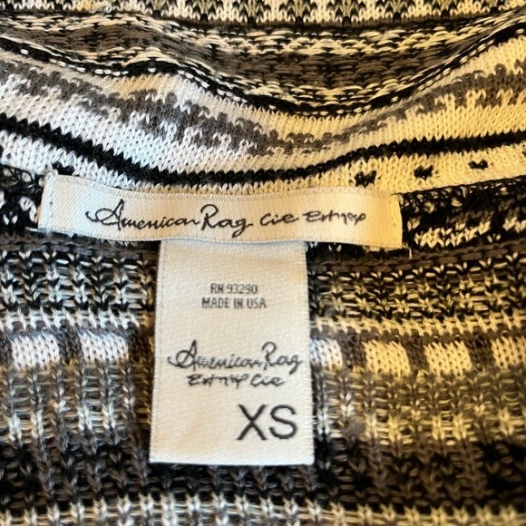 American Rag Black Grey White Open Front Cardigan size XS - Picture 4 of 5
